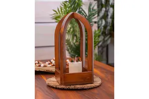 Dark Brown Yellow Wooden Handmade Eco-Friendly Sailboat Model Souvenir for Table Home Office Decoration